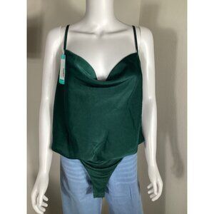 Stitch Fix Kaileigh Valentina Dark Green Cowl Neck Bodysuit XL casual Sleeve